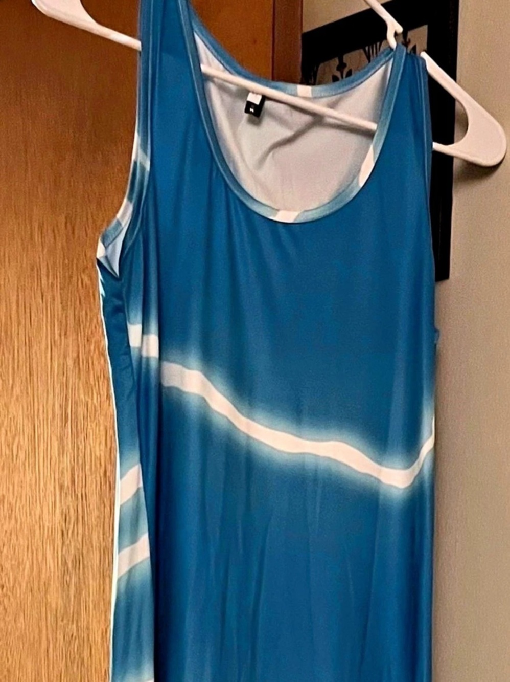 Abstract Blue & White Maxi Dress Size XL Brand New - Never Worn